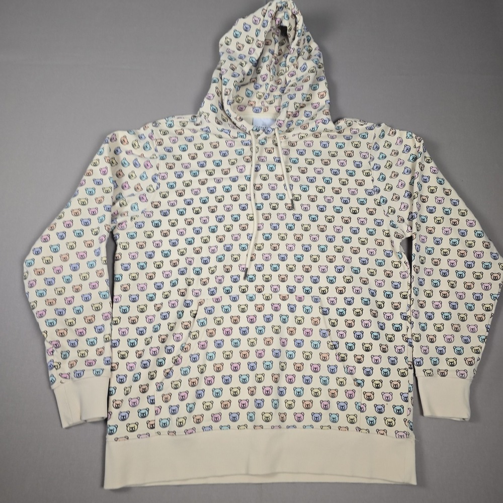 Teddy Fresh All Over Print AOP Bear Hoodie Pastel Cream Mens Size S Streetwear